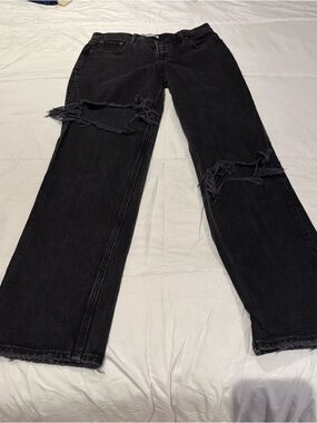 Abercrombie & Fitch Jeans Women's 28/6 The 90's Straight Black Distressed Denim